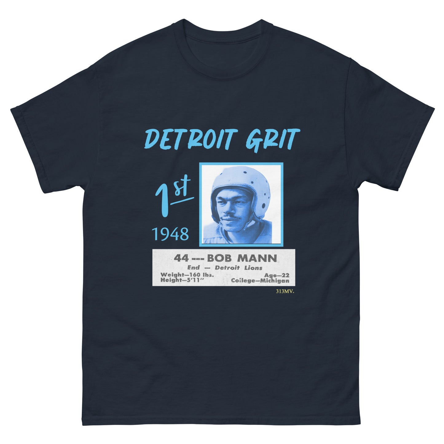 Michigan Bob Mann - 1st Black Detroit Lion Men's classic tee